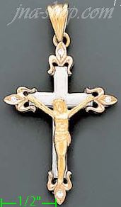 14K Gold CZ Cross Charm Pendant - Click Image to Close