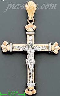 14K Gold CZ Cross Charm Pendant - Click Image to Close