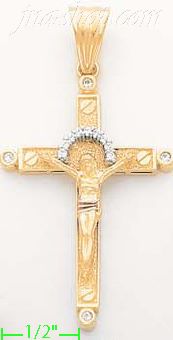 14K Gold CZ Cross Charm Pendant - Click Image to Close