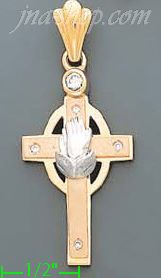 14K Gold Cross CZ Charm Pendant - Click Image to Close