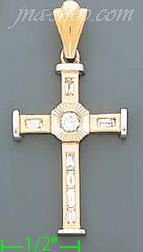 14K Gold Cross CZ Charm Pendant - Click Image to Close