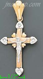 14K Gold Cross CZ Charm Pendant - Click Image to Close