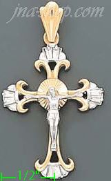 14K Gold Cross CZ Charm Pendant - Click Image to Close