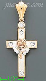 14K Gold Cross CZ Charm Pendant - Click Image to Close