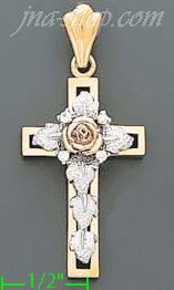 14K Gold Cross CZ Charm Pendant - Click Image to Close