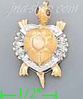 14K Gold Turtle CZ Charm Pendant - Click Image to Close