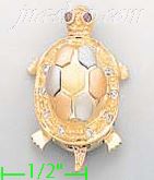 14K Gold Turtle CZ Charm Pendant - Click Image to Close