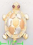 14K Gold Turtle CZ Charm Pendant - Click Image to Close