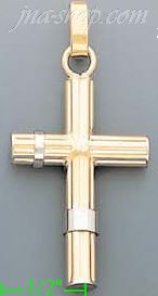 14K Gold Crucifix Italian Fancy Cross Charm Pendant - Click Image to Close