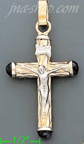 14K Gold Italian Fancy Cross Charm Pendant - Click Image to Close