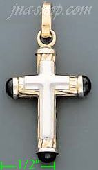 14K Gold Italian Fancy Cross Charm Pendant - Click Image to Close