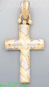 14K Gold Italian Fancy Cross Charm Pendant - Click Image to Close