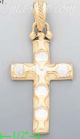 14K Gold Italian Fancy Cross Charm Pendant - Click Image to Close