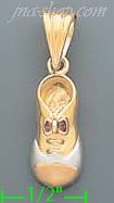 14K Gold Shoe CZ Charm Pendant - Click Image to Close