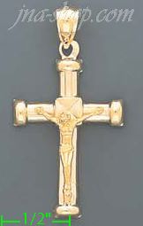 14K Gold Cross Crucifix Charm Pendant - Click Image to Close