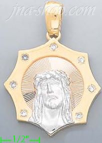 14K Gold Jesus Christ Charm Pendant - Click Image to Close