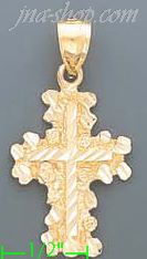 14K Gold Cross Dia-Cut Charm Pendant - Click Image to Close