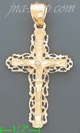 14K Gold Cross Dia-Cut Charm Pendant - Click Image to Close