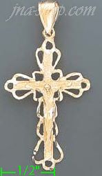 14K Gold Cross Dia-Cut Charm Pendant - Click Image to Close