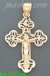 14K Gold Cross Dia-Cut Charm Pendant - Click Image to Close