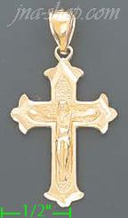 14K Gold Cross Dia-Cut Charm Pendant - Click Image to Close