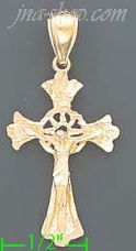 14K Gold Cross Dia-Cut Charm Pendant - Click Image to Close