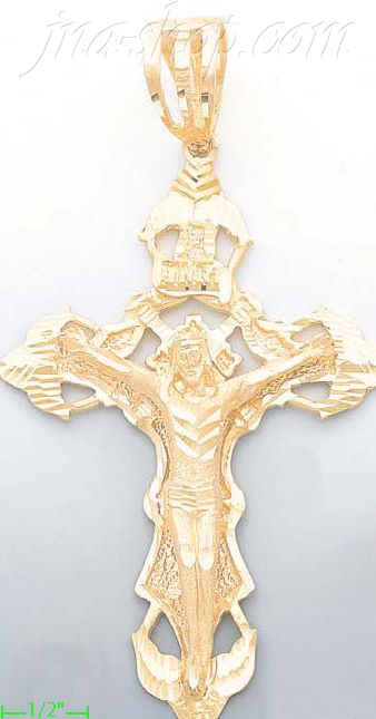 14K Gold Cross Dia-Cut Charm Pendant - Click Image to Close