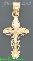 14K Gold Cross Dia-Cut Charm Pendant - Click Image to Close