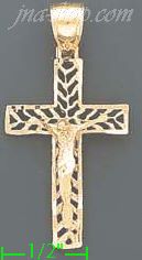 14K Gold Cross Dia-Cut Charm Pendant - Click Image to Close