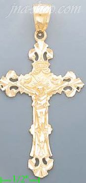 14K Gold Cross Dia-Cut Charm Pendant - Click Image to Close