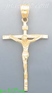 14K Gold Cross Dia-Cut Charm Pendant - Click Image to Close