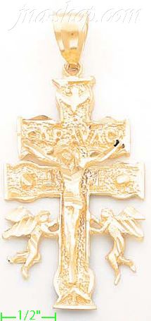 14K Gold Cross Dia-Cut Charm Pendant - Click Image to Close