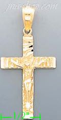 14K Gold Cross Dia-Cut Charm Pendant - Click Image to Close