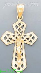 14K Gold Cross Dia-Cut Charm Pendant - Click Image to Close