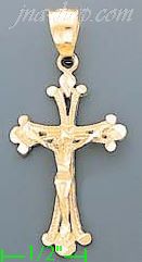 14K Gold Cross Dia-Cut Charm Pendant - Click Image to Close