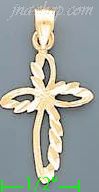 14K Gold Cross Dia-Cut Charm Pendant - Click Image to Close