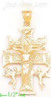 14K Gold Cross Dia-Cut Charm Pendant - Click Image to Close