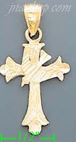 14K Gold Cross Dia-Cut Charm Pendant - Click Image to Close