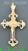 14K Gold Cross Dia-Cut Charm Pendant - Click Image to Close