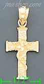 14K Gold Cross Dia-Cut Charm Pendant - Click Image to Close