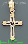 14K Gold Cross Dia-Cut Charm Pendant - Click Image to Close