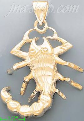 14K Gold Scorpion Animal Dia-Cut Charm Pendant - Click Image to Close