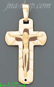 14K Gold Crucifix Italian Enamel Cross Charm Pendant - Click Image to Close