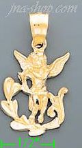 14K Gold Cherub Dia-Cut Charm Pendant - Click Image to Close