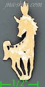 14K Gold Unicorn Dia-Cut Charm Pendant - Click Image to Close