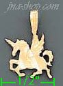 14K Gold Winged Unicorn Dia-Cut Charm Pendant - Click Image to Close