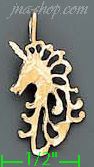 14K Gold Unicorn Dia-Cut Charm Pendant - Click Image to Close