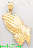 14K Gold Hands Praying Dia-Cut Charm Pendant - Click Image to Close