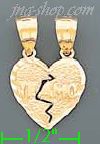 14K Gold 2-piece Split Heart Te Amo Dia-Cut Charm Pendant - Click Image to Close