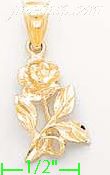 14K Gold Rose Dia-Cut Charm Pendant - Click Image to Close